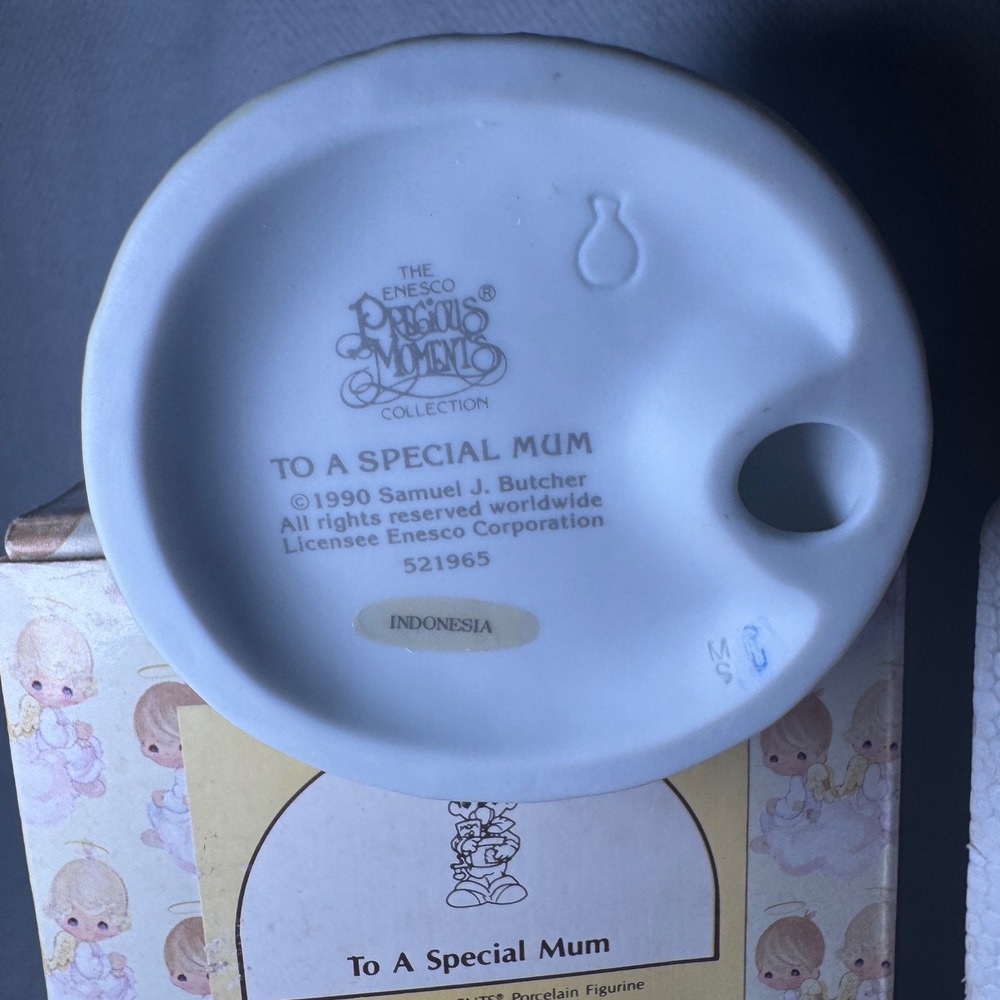Precious Moments To A Special Mum Figurine 1990 Enesco 521965 Boy Flower Pot Box - Picture 4 of 4
